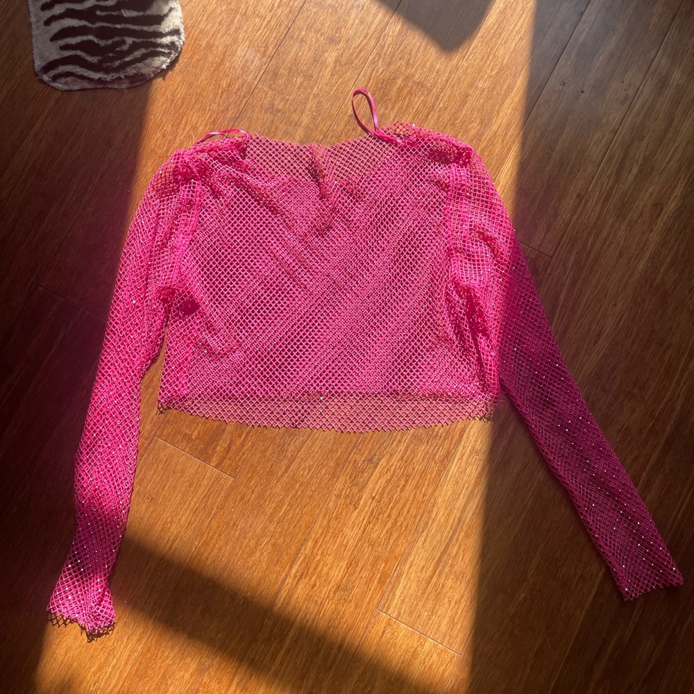 Windsor Pink Rhinestone Mesh Blouse - Picture 2 of 4